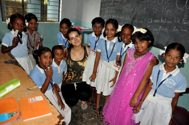 Julia with students