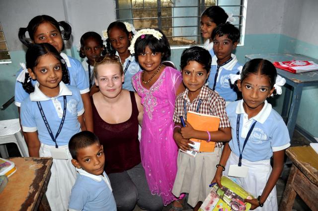 Anna with the students